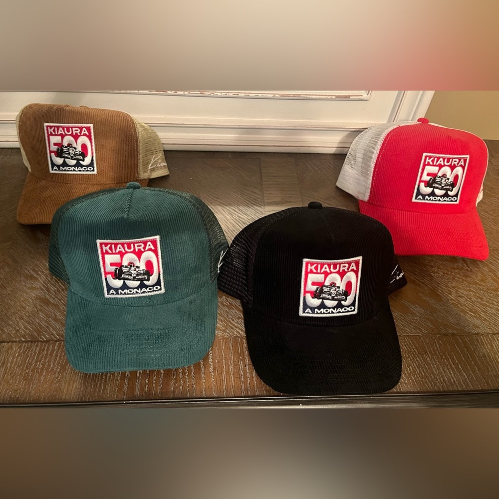 KIAURA bundle lot of vintage style corduroy racing team hats (black/green SOLD)